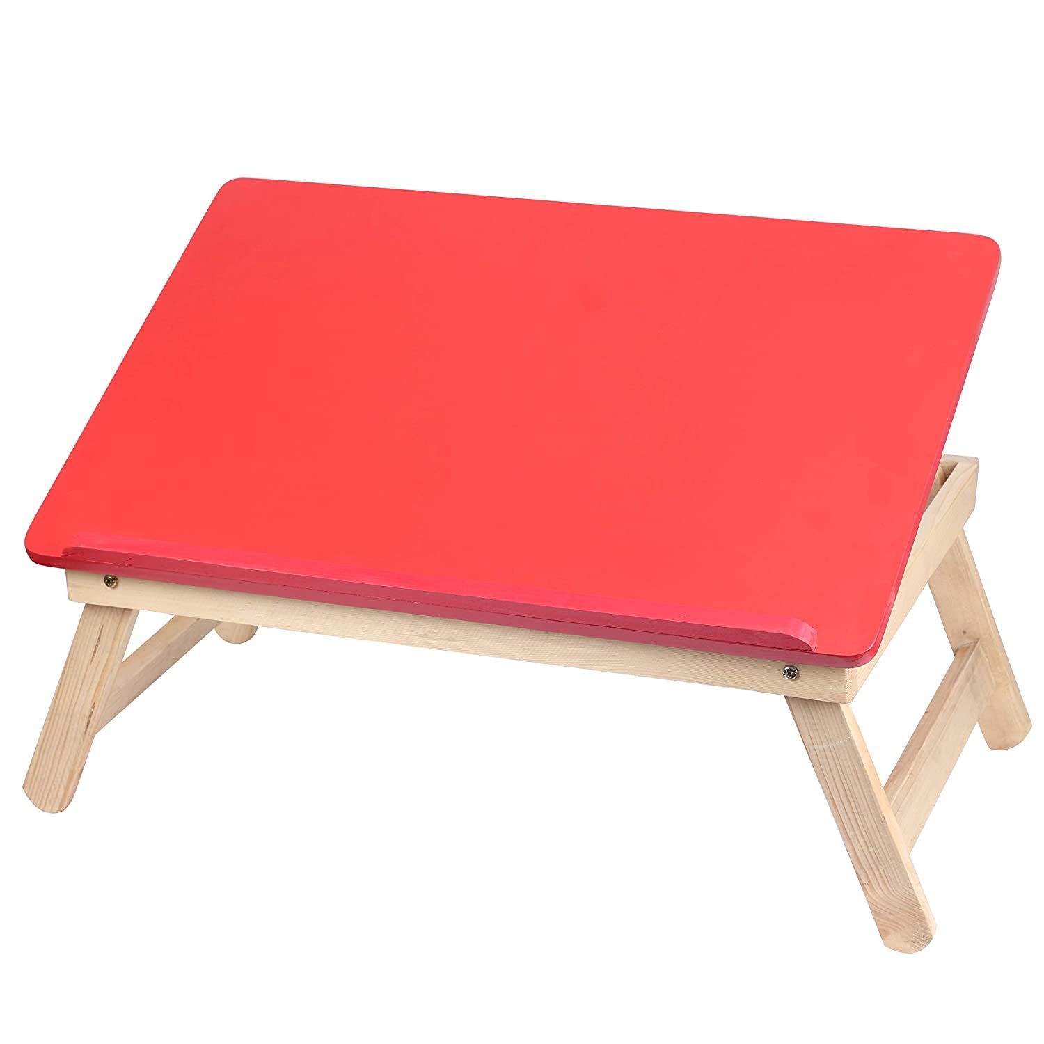 wooden foldable laptop & study table for kids red open view