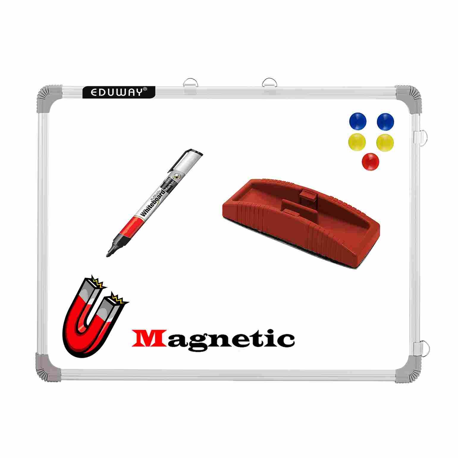 magnetic whiteboard duster marker magnets buttons aluminium wall mount learning writing front image